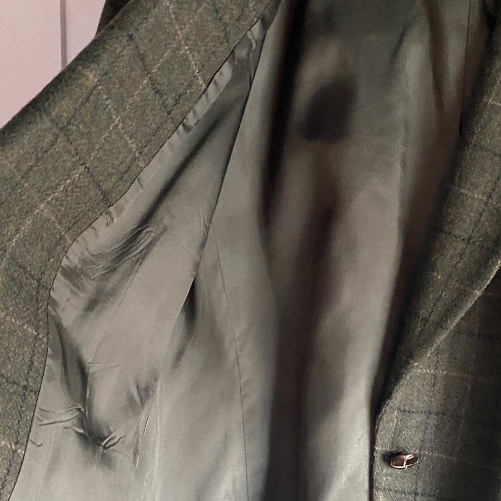 Harve Bernard Pour la Femme Wool Green Plaid Blazer with Tan Details - Picture 7 of 7